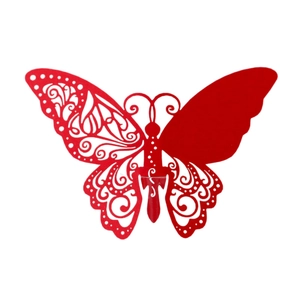 Papillon rouge ajouré découpé au laser pour décoration de verre et table de mariage