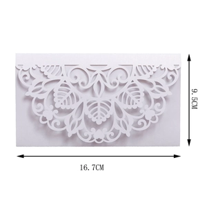 Laser cut invitation cover featuring elegant floral patterns measuring 16.7cm x 9.5cm
