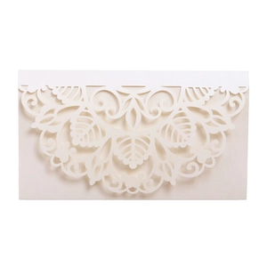 Elegant ivory laser cut floral wedding invitation envelope made of pearlescent paper