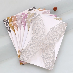 Laser cut glitter cardstock butterfly invitations in various elegant metallic colors