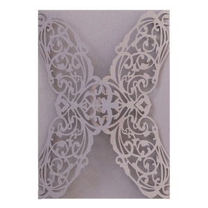 Hollow Out Butterfly Floral Invitation Covers Laser Cut Artificial Pearl Paper Wedding Engagement Baptism Celebration Card Sleeves