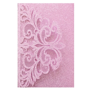 Laser Cut Glitter Invitation Cards With Envelopes Lace Floral Hollow Wedding Greeting Cards For Engagement Quinceañera