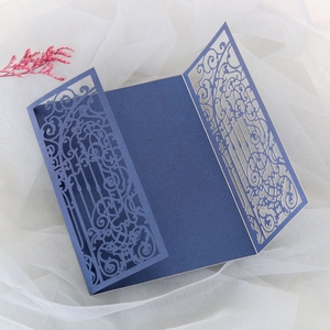 Wedding Invitation Covers Laser Cut Artificial Pearl Paper Hollow Gatefold Envelopes For Engagement Anniversary Party Elegant Baroque Style