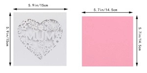 Detailed view of laser-cut MUM greeting card with butterfly and floral hollow design