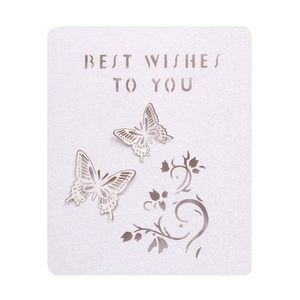 Laser-cut lavender greeting card featuring butterflies and Best Wishes To You text
