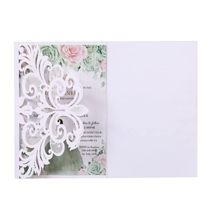 Laser Cut Wedding Invitations Elegant Lace Hollow Invitation Cards With Envelopes For Engagement Quinceanera Party Event Celebration Artificial Pearl Paper Greeting Cards
