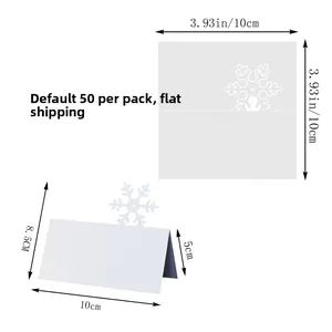 Detailed size specifications for laser-cut snowflake place cards, 50pcs flat-packed set