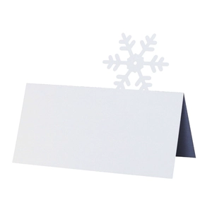White laser-cut snowflake place cards for Christmas and wedding table settings