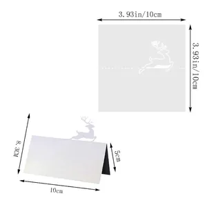 White laser-cut reindeer place cards made of pearlescent paper for wedding or Christmas