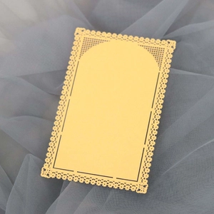 Elegant laser-cut lace postcard with intricate gold hollow floral borders for DIY scrapbooking