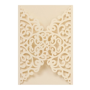Elegant Laser Cut Invitation Card Covers Pearlescent Paper Hollow Out Floral Damask Pattern For Wedding Engagement Party