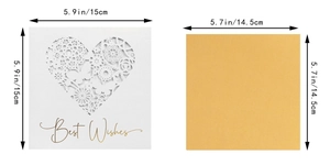 Detail of laser-cut heart and butterfly patterns on greeting card with gold foil accent