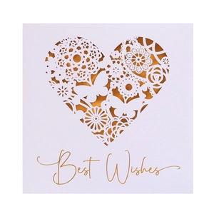 Greeting Cards Invitations Pearlescent Paper Laser Cut Hollow Heart Lace Butterfly Flower Best Wishes Gold Foil Wedding Anniversary