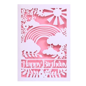 Carte d'anniversaire arc-en-ciel découpée au laser avec texte Happy Birthday