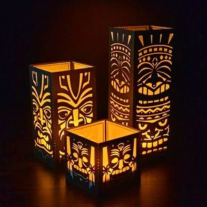 Black Tiki Tribal Mask Hollow Paper Lampshade Cardboard Laser Cut Tribal Face Atmosphere Lantern Cover For Halloween Carnival Party Home Decor