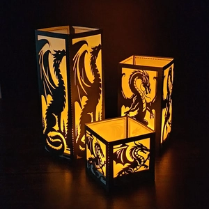 Dragon Hollow-Out Cardboard Lampshade For Electronic Candles Halloween Carnival Party Decorative Night Light Cover Black