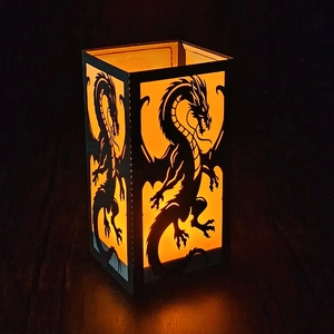 Decorative dragon paper lantern night light with warm LED glow and hollow silhouette
