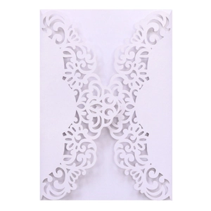 Elegant laser cut white floral invitation card with intricate hollow pattern and matte finish