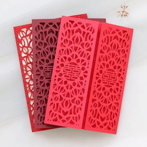 Laser cut Chinese wedding invitation covers with hollow Double Happiness flower patterns