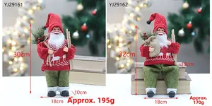 Standing and sitting Santa Claus dolls in red knit sweaters with 30cm height details