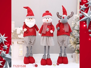 Details der Weihnachtsfiguren mit Teleskopbeinen inklusive Weihnachtsmann Schneemann Rentier