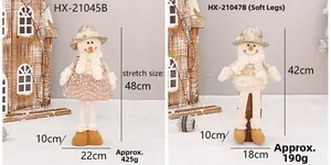 Detailed size parameters for knitting plush snowman Christmas dolls in light fabric
