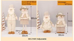Detail showing telescopic height adjustment for Christmas Santa and Snowman plush figurines