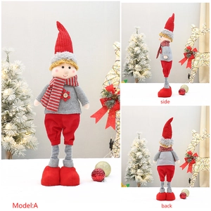 Detailed views of a 59cm telescopic Christmas elf doll from front side and back angles