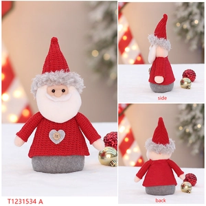 Nahaufnahme der teleskopischen Weihnachtswichtel-Puppe mit Details von vorne und hinten