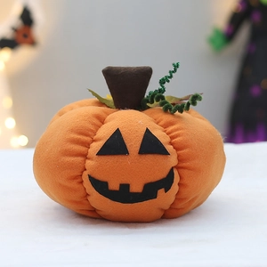7-inch orange plush Halloween pumpkin jack-o'-lantern decor for party display