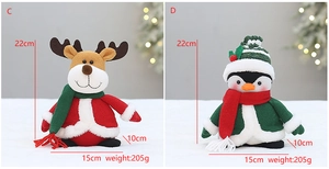 Peluches de Noël renne et pingouin avec dimensions 22x15x10cm pour décoration festive