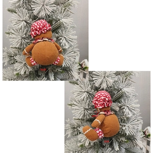 Rück- und Seitenansicht eines gehäkelten Lebkuchenmann-Weihnachtsbaumschmucks Dekor