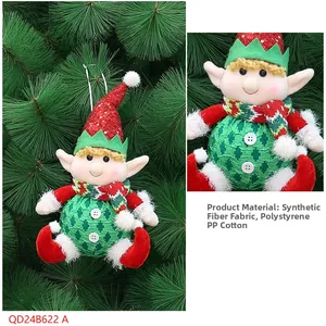 Close-up of plush Christmas elf ornament made of high-quality fabric and PP cotton padding