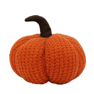 Décoration citrouille en tricot orange fait main avec texture pour décor festif d'automne