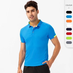 Men Quick Dry Sport Polo Shirt Breathable Short Sleeve Top Contrast Color Lapel Athletic T-Shirt For Running Fitness Training