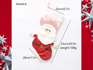 Detailed size specifications for large red velvet Santa Claus Christmas stocking 52cm