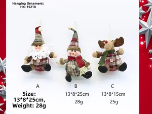 Detailed view of handmade fabric Christmas pendants featuring Santa, Snowman and Reindeer