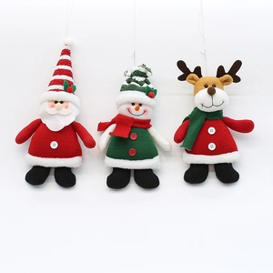 Three-piece Christmas tree hanging set with Santa, Snowman and Reindeer knitted dolls