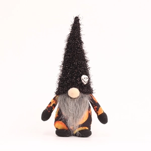 Halloween faceless gnome plush with spider skull hat and pumpkin pattern decoration
