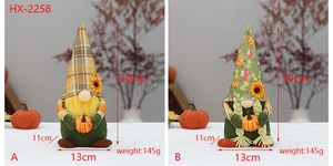Detailed dimensions of sunflower gnome doll with 30cm height and 13cm width for Thanksgiving