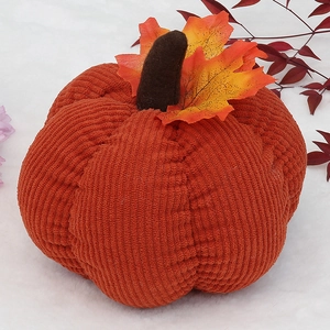 Kürbis-Deko aus Cordstoff mit Ahornblatt für Thanksgiving Erntedankfest Tischdekoration