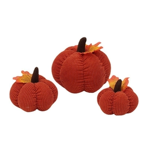 Drei-teiliges Deko-Kürbis-Set aus orangefarbenem Cord für Erntedankfest Dekorationen