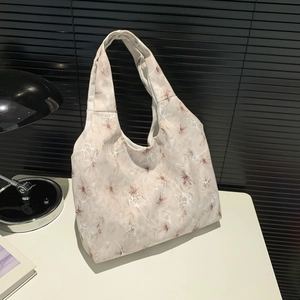 Sac Fourre-tout en Nylon Imprimé Floral Grande Capacité Mode Simple Sac à Épaule Imprimé Shopping Quotidien pour Femmes