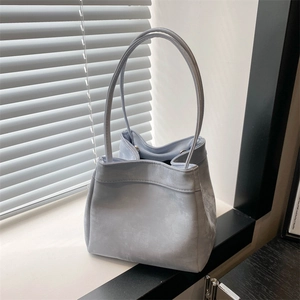 Women's Fashion PU Leather Bucket Bag Minimalist Solid Color Shoulder Handbag Casual Stitched Large Capacity Bag For Women