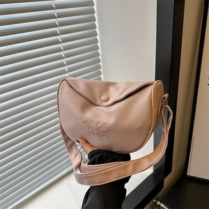 Minimalist Butterfly Embroidered PU Leather Shoulder Bag For Women Fashion Large Capacity Adjustable Strap Dumpling Crossbody Bag Elegant Casual Satchel