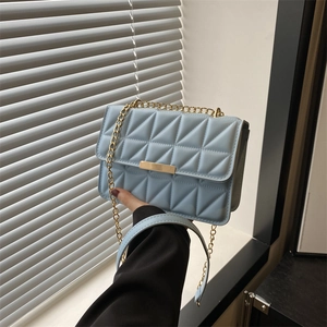Women Minimalist Quilted Shoulder Crossbody Bag Fashion PU Leather Chain Square Small Handbag For Daily Commuting Ladies