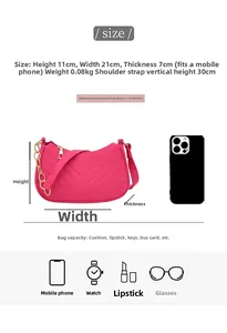 Detailed size guide and capacity chart for the felt rhombus pattern shoulder bag