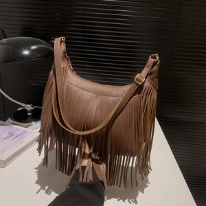 Bohemian Retro Quasten Umhängetasche Für Damen Große Kapazität Litschi Muster PU Leder Hobo Crossbody Bag Mode Unterarmtasche