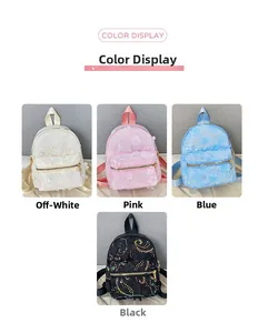 Farbauswahl für Pailletten-Rucksäcke in Off-White, Rosa, Blau und Schwarz-Varianten