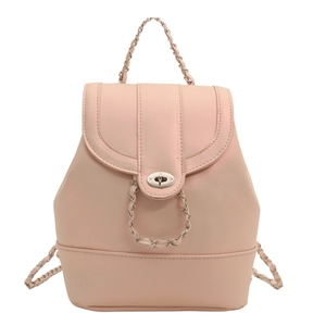 Sac à dos à chaîne rose clair minimaliste avec élégant fermoir rotatif argenté